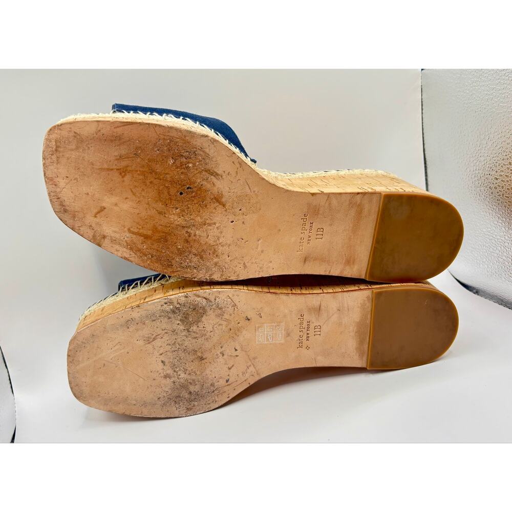 Kate Spade NY Cosette espadrille wedge sandal Navy suede leather heels shoes s11 - Picture 5 of 6